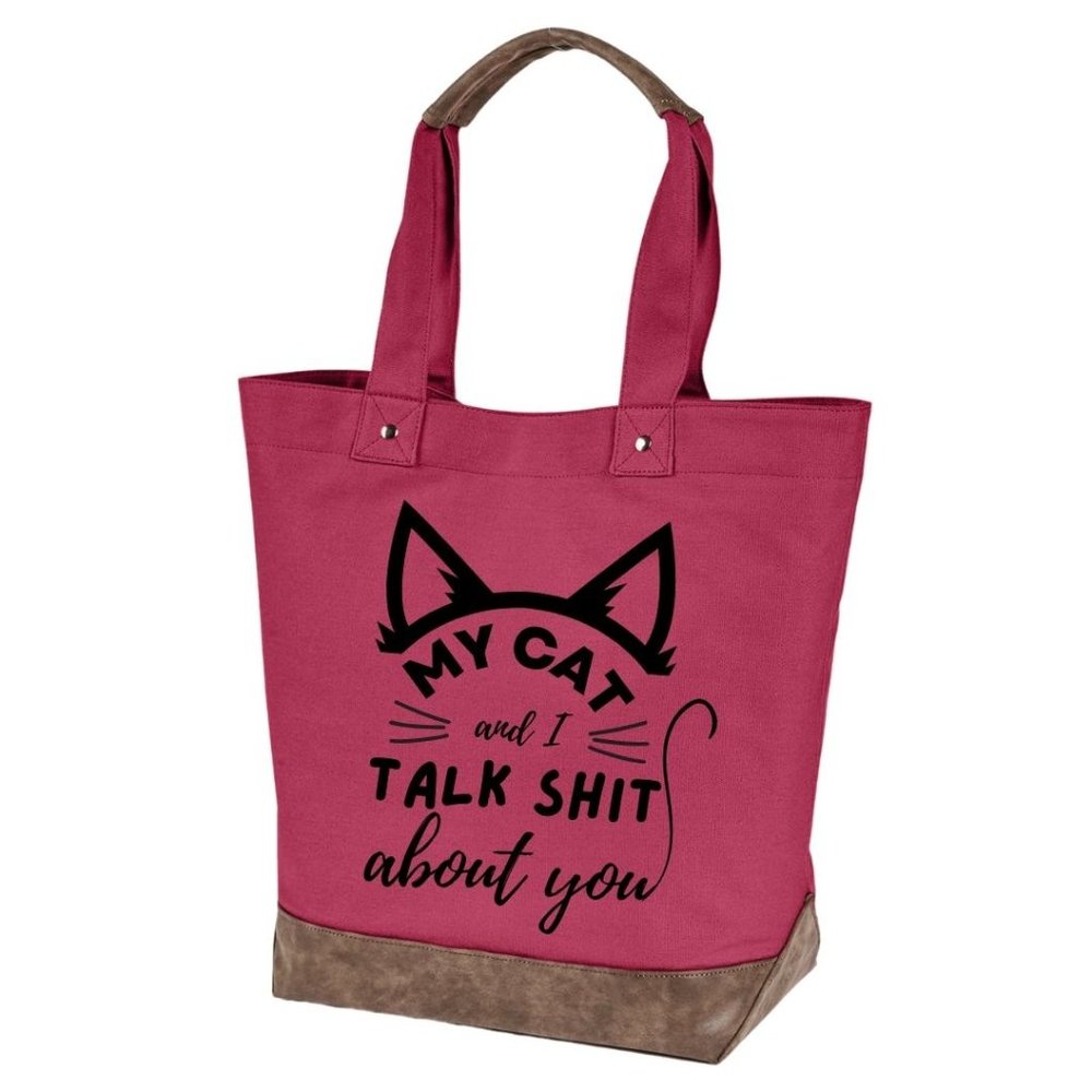 My cat and I quality canvas tote bag by Authentic pigment